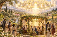 Sukka und himmlisches Jerusalem (Bild KI generiert)